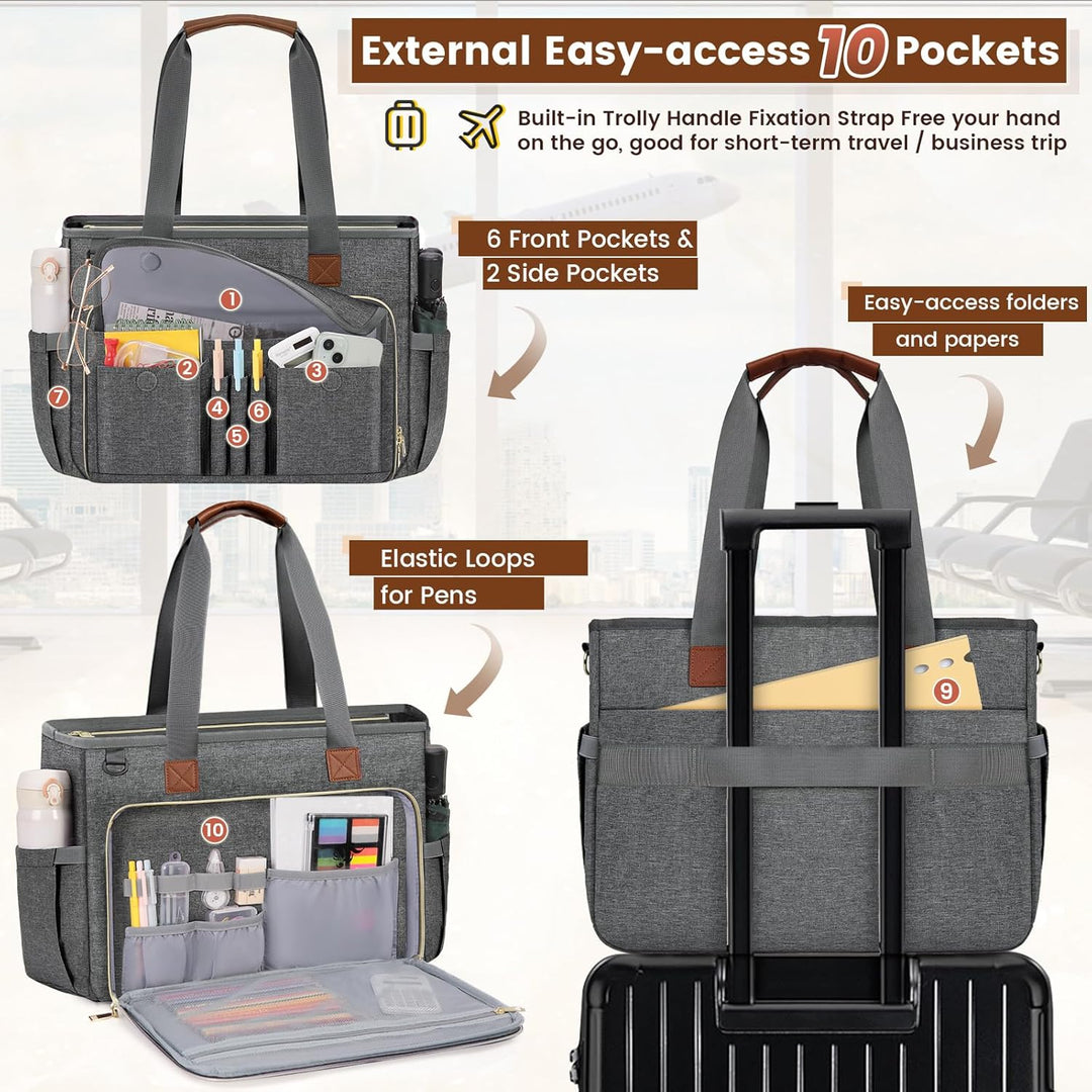 RAINSMORE Lehrertasche Damen Gross 15.6 Zoll Laptoptasche Arbeitstasche mit Isolierter Tasche für Kr