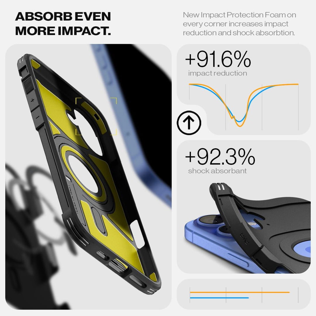 Spigen Tough Armor (AI) MagFit Hülle für iPhone 16, Kompatibel mit MagSafe Zubehör -Schwarz iPhone 1