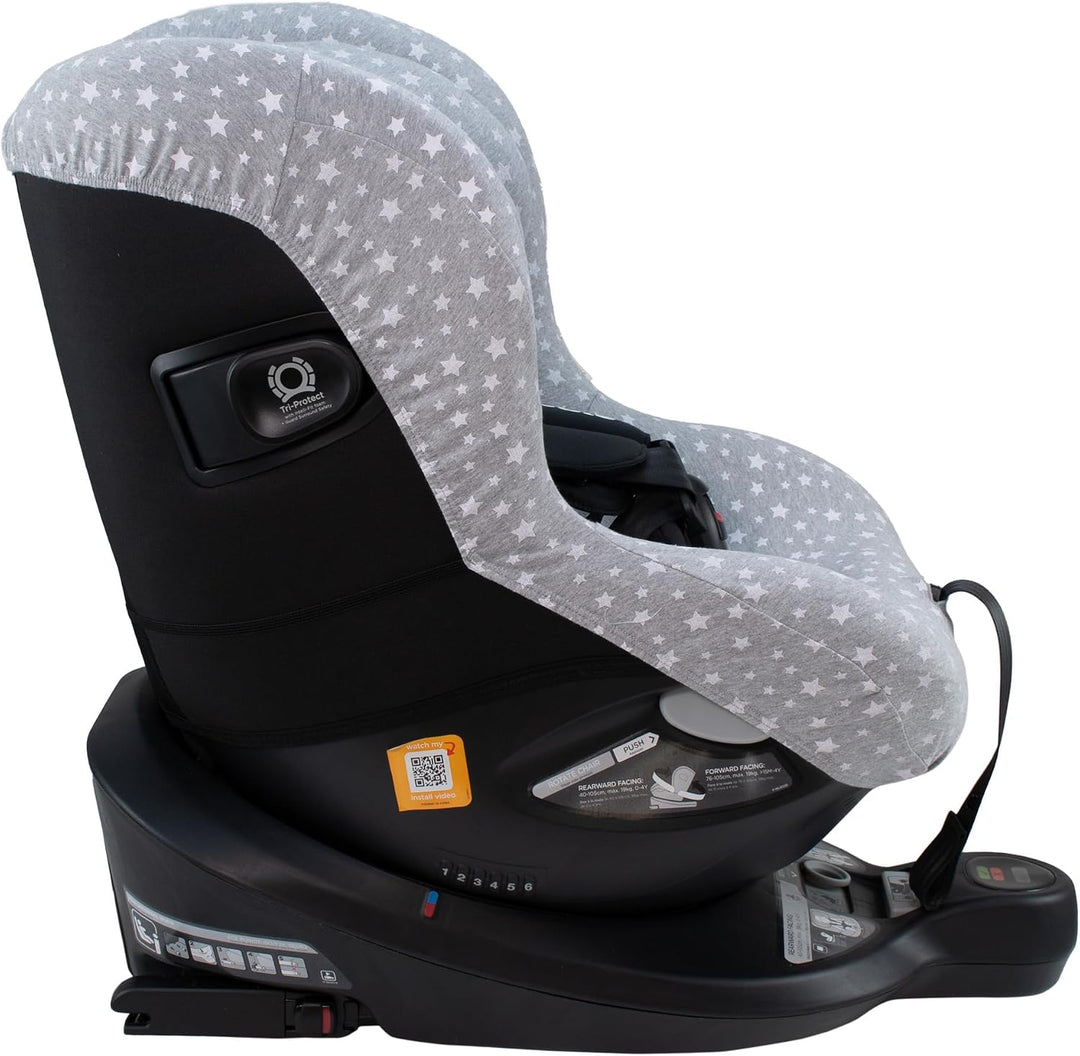 JYOKO Kids Bezug aus Baumwolle, kompatibel mit Joie I-Spin 360 und Joie I-Safe (White Star) White St