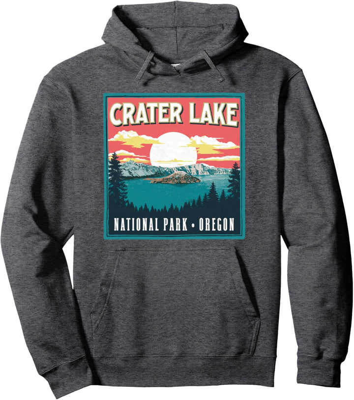 Crater Lake National Park Oregon Vintage Vibe Graphic Pullover Hoodie