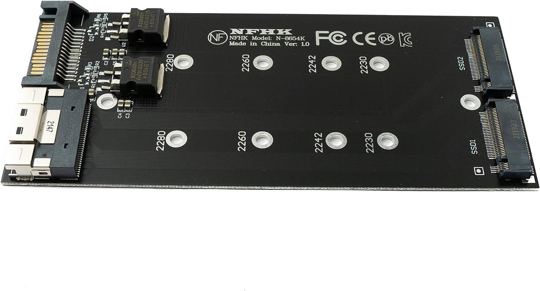 SYSTEM-S NVME M.2 Adapter 2X AHCI zu PCIE Express 3 4.0 Slimline SFF-8654 8X Raid Card