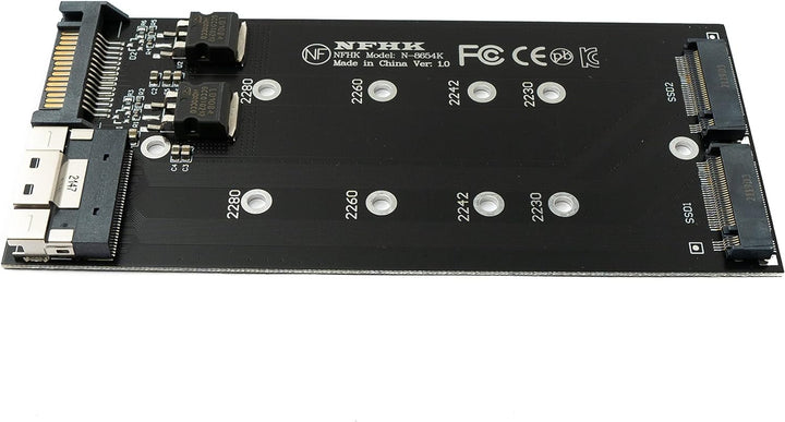 SYSTEM-S NVME M.2 Adapter 2X AHCI zu PCIE Express 3 4.0 Slimline SFF-8654 8X Raid Card