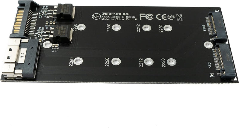 SYSTEM-S NVME M.2 Adapter 2X AHCI zu PCIE Express 3 4.0 Slimline SFF-8654 8X Raid Card