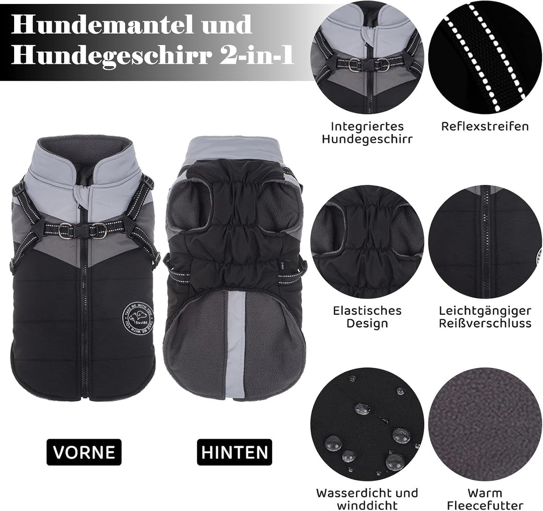 Wasserdichter Hundemantel Winter Warme Jacke Winddichte Haustierkleidung Hundejacke Outfit für klein