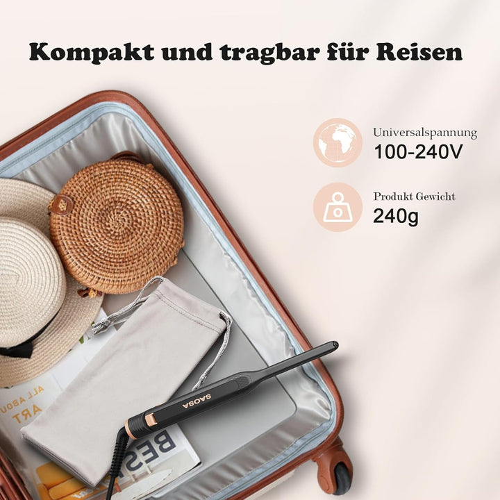 Mini Glätteisen, SAOSA Haarglätter und Lockenstab 2 in 1 Klein Glätteisen für kurzes Haar zum Locken