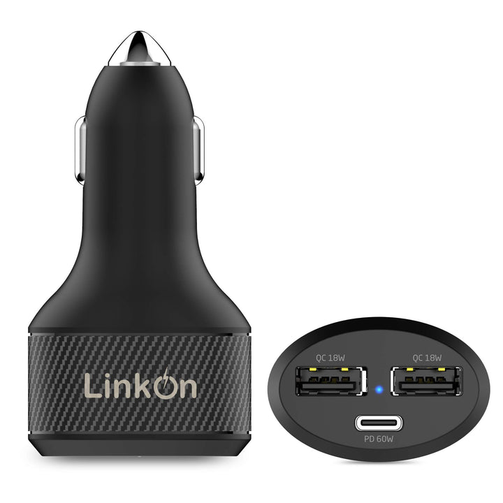 LinkOn 84W USB C Autoladegerät mit 60W PD3.0 PPS und 18W QC3.0-Anschlüssen Kompatibel mit MacBook De