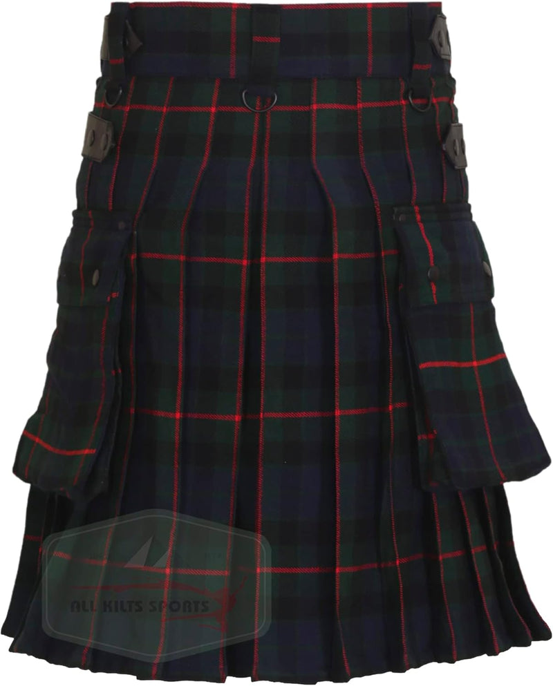 All Kilts Sports Utility-Kilt für Herren aus Acrylwolle mit Lederriemen Gunn Modern 30, Gunn Modern