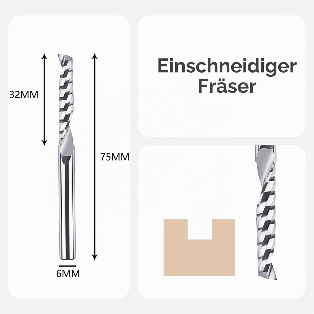 SpeTool Alu Fräser 6mm Schaft Fräser Aluminium Einschneider Fräser 32mm Schnittlänge VHM Fräser Scha