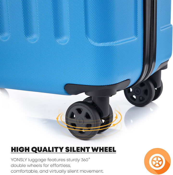 Koffer Suitcase XL Blau, Trolley Reisekoffer, Rollkoffer Handgepäck mit 4 Rollen 360°, Hartschalenre