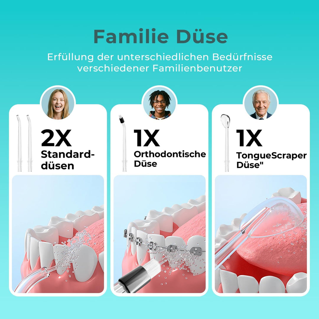 LED-Anzeige 5 Modi Zahndusche & 6 Düsen Schwarz, Schwarz