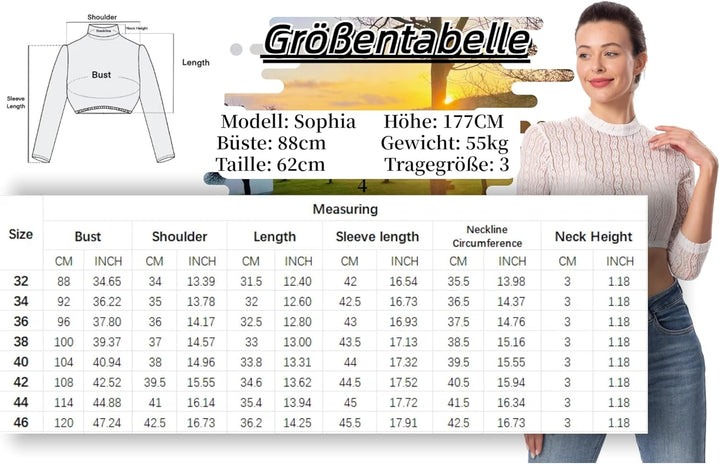 Dirndlwelle Spitze Dirndlbluse Langarm Dirndlbluse Damen Trachtenbluse Creme Dirndl Bluse Hochgeschl
