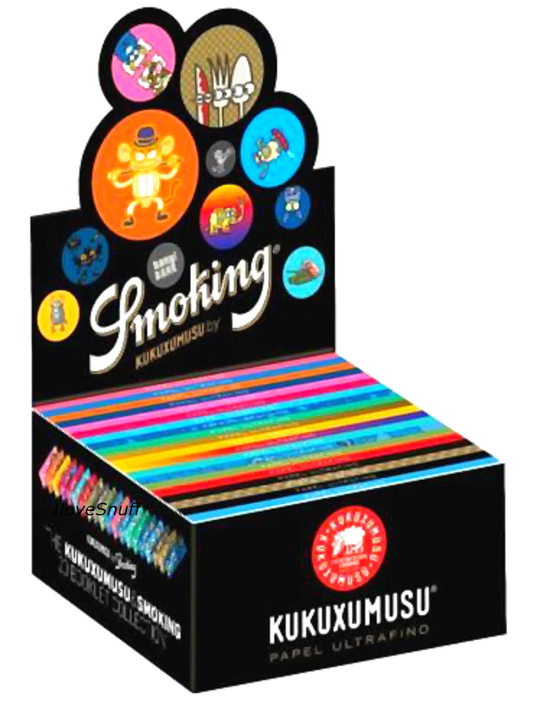 Smoking KUKUXUMUSU 1 Box King Size Papers 50 x 33 Blättchen Long Papers mit 20 unterschiedlichen Mot