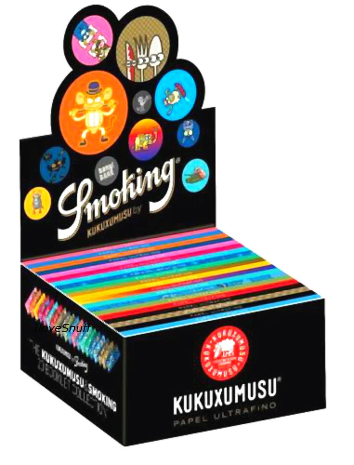 Smoking KUKUXUMUSU 1 Box King Size Papers 50 x 33 Blättchen Long Papers mit 20 unterschiedlichen Mot