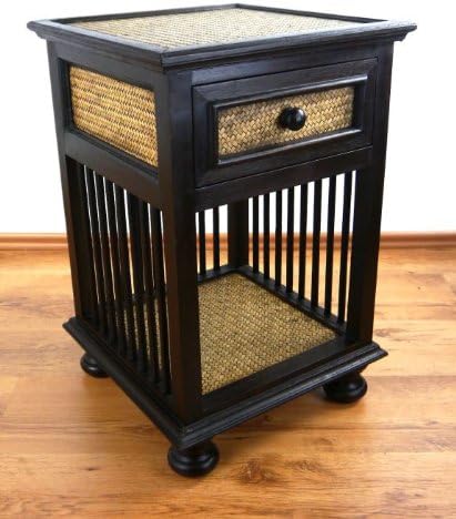 livasia Rattanschränkchen mit Schublade, Nachttisch, Beistellschrank, Badezimmerschränkchen(Nr.40)