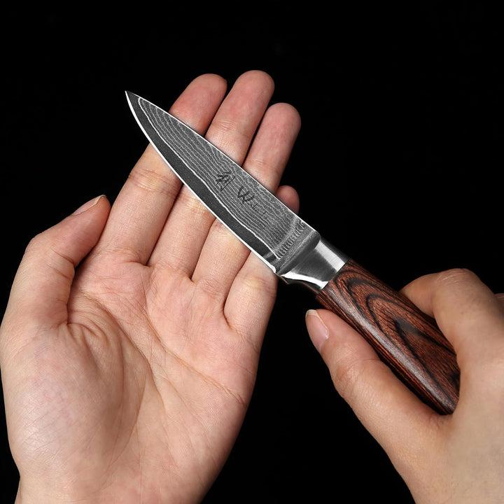 Wakoli EDIB Damastmesser Officemesser Gemüse Messer 8,50cm Klinge extrem scharf aus 67 Lagen I Damas