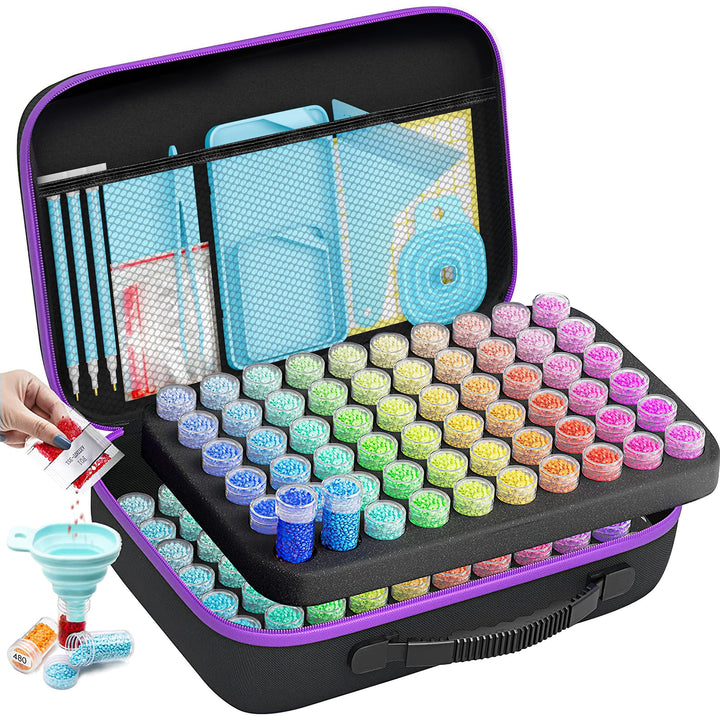 ARTDOT 5D Diamond Painting Zubehör Boxen, 120 Stück Diamant Painting Aufbewahrungsbox mit Koffer Tri