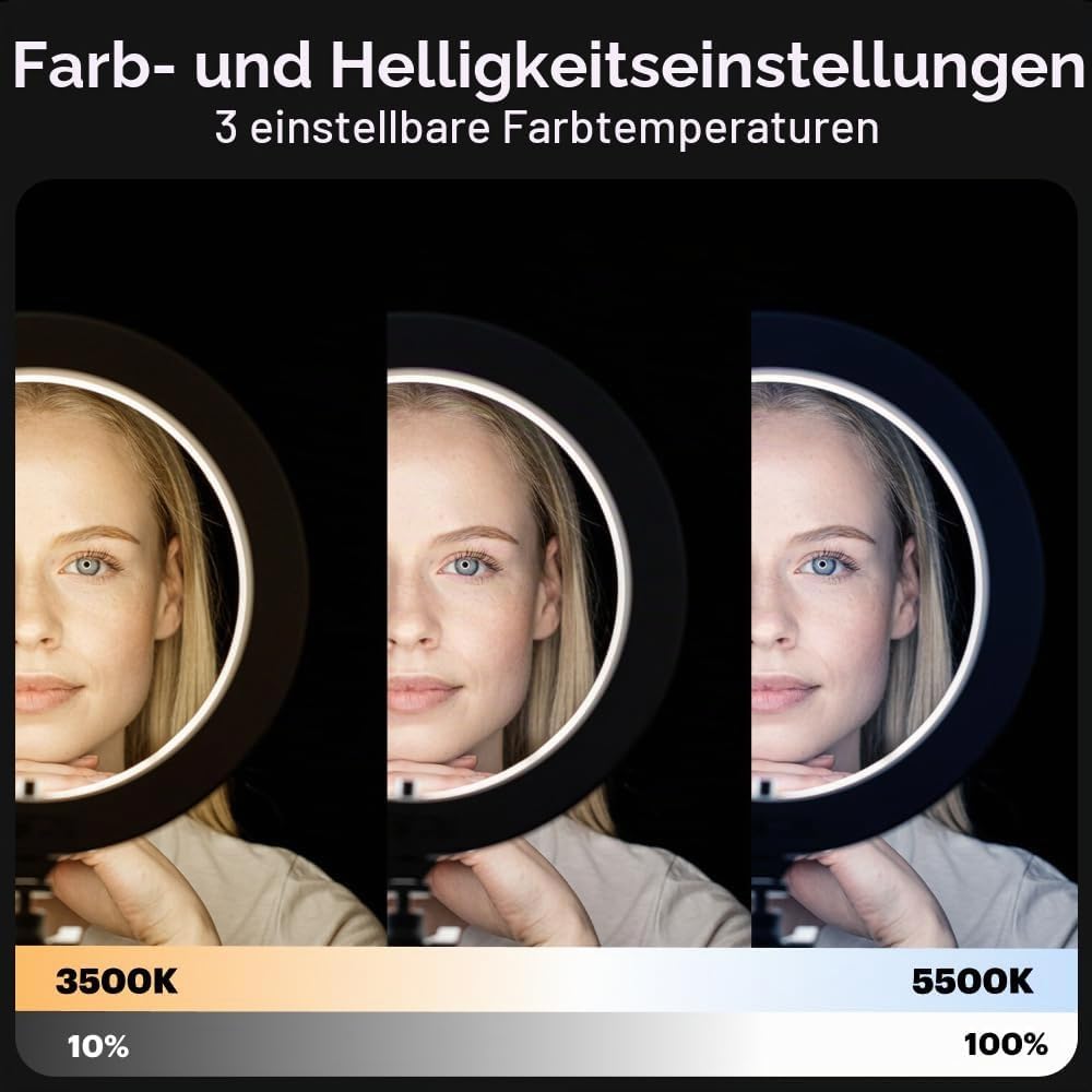 Kodak LED Ringlicht mit Stativ für Smartphones &amp; kleine DSLR- und Actioncams (25cm Durchmesser; Vers