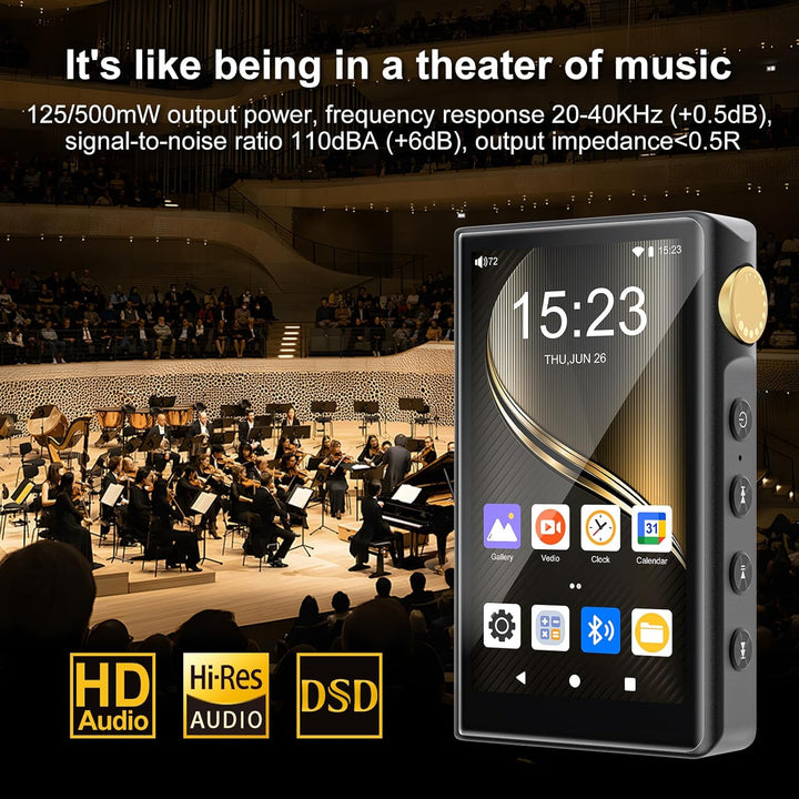 HiFi MP3 Player mit Bluetooth und WiFi, ZAQE Android 12 Hi-Res Music Player, Lossless DSD DAC Flac,