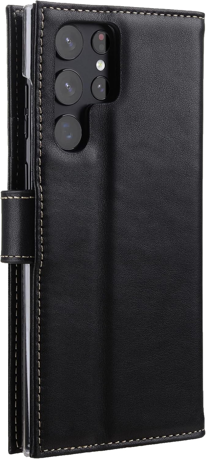 STILGUT Talis kompatibel mit Samsung Galaxy S22 Ultra Hülle mit Kartenfach aus Leder, Wallet Case, L