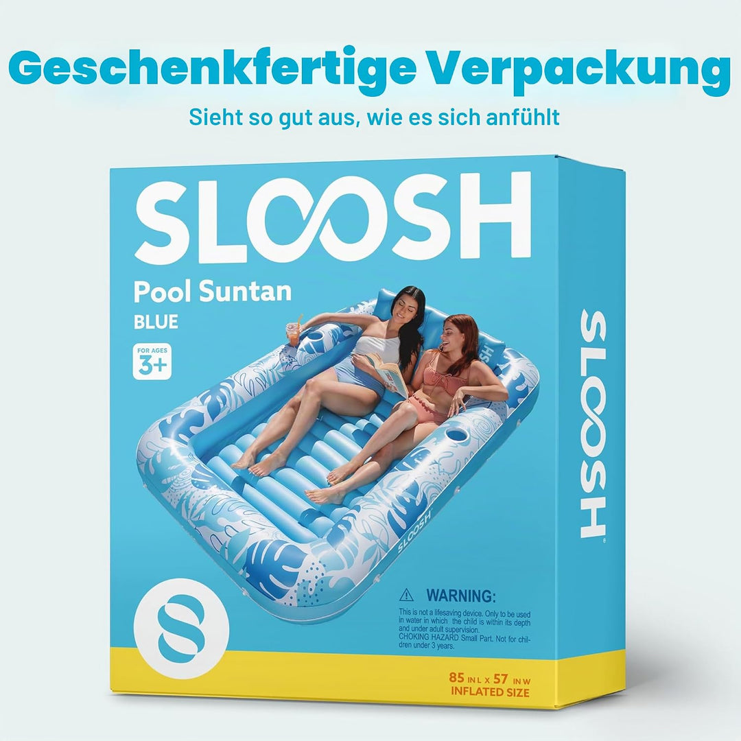 SLOOSH Aufblasbare Tanning Pool, 70" x 46"/ 85" x 57" Grosse aufblasbarer Luftmatratze für Erwachsen