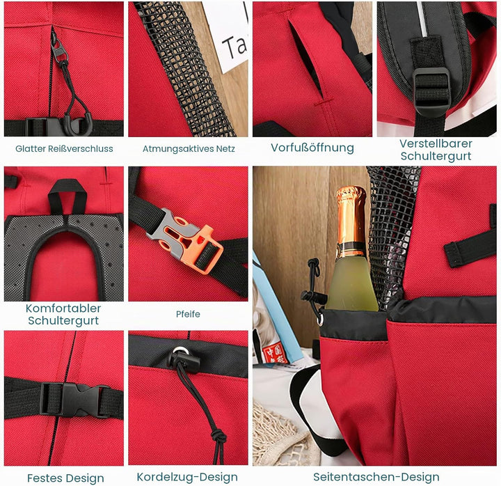 Galatée Hundetragerucksack, Tragbarer Verstellbarer Hunderucksack, Belüfteter Haustiertragerucksack,