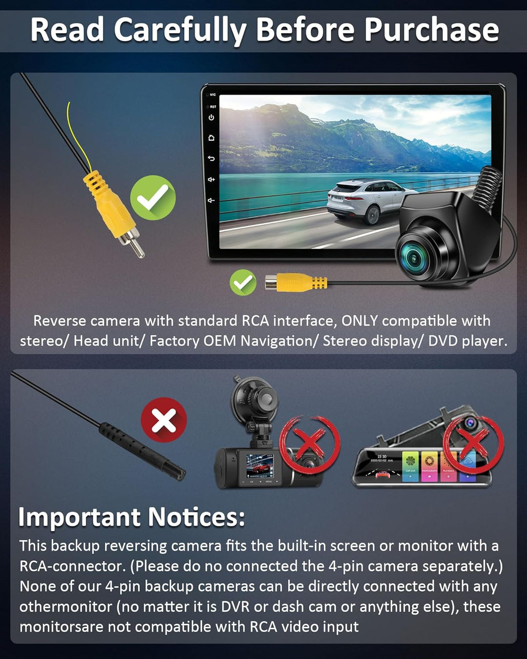 Vtopek Rückfahrkamera AHD 1080P Rückfahrkamera Auto 360° Drehbar Auto Rückfahrkamera Nachrüsten 170°