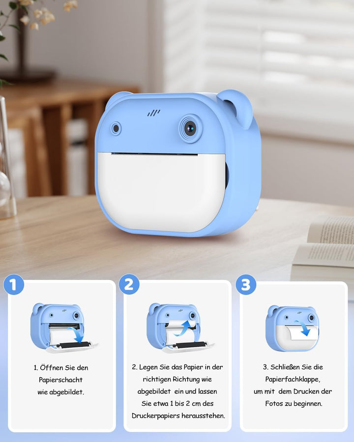 Sofortbildkamera Kinder, 1080P Dual-Linse Kinderkamera Sofortbildkamera, 2" Bildschirm Digitalkamera