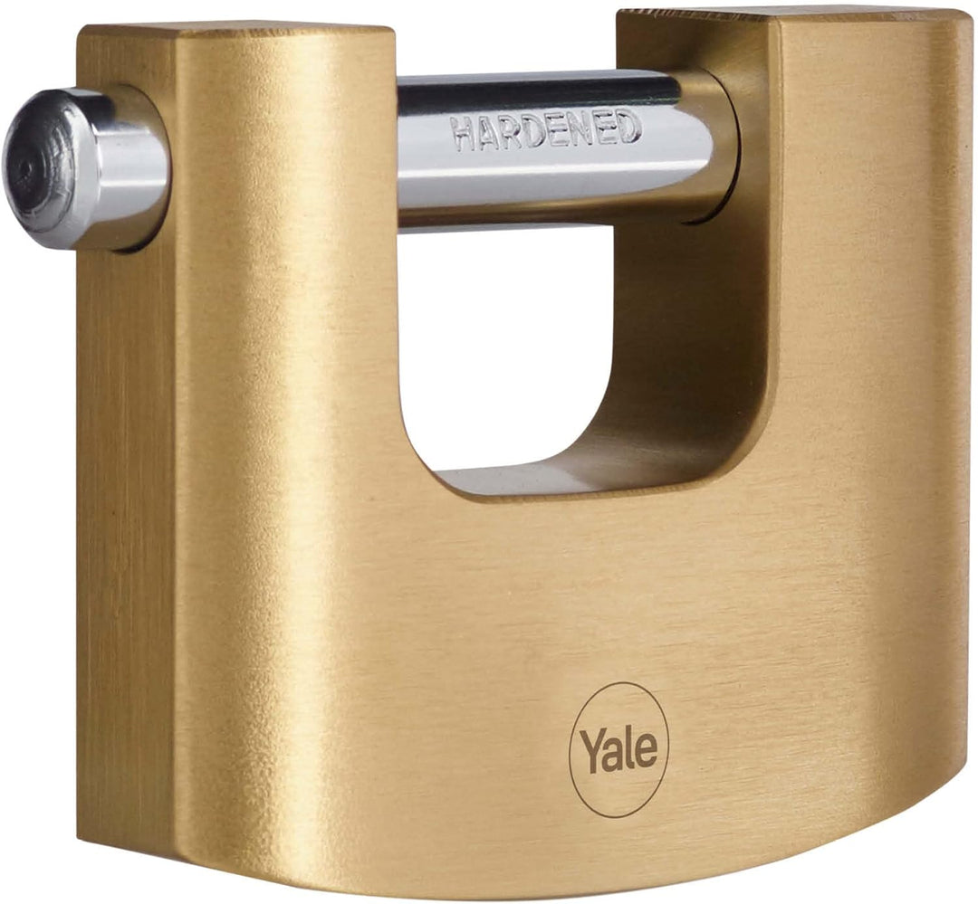 Yale Y114B/80/118/1- Hoher Schutz Messing Vorhängeschloss für Rollladen 80mm - Gehärteter Stahlbügel