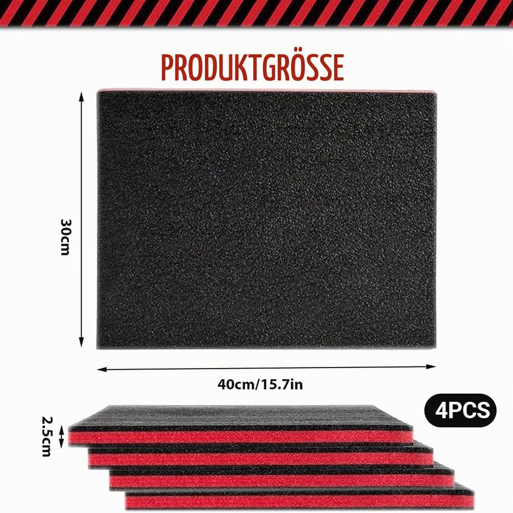 Schaumstoff Zuschnitt 4 Stück, Werkzeugkisten Schaumstoff 40 x 30 x 2.5cm, Schaumstoffeinlage Werkze