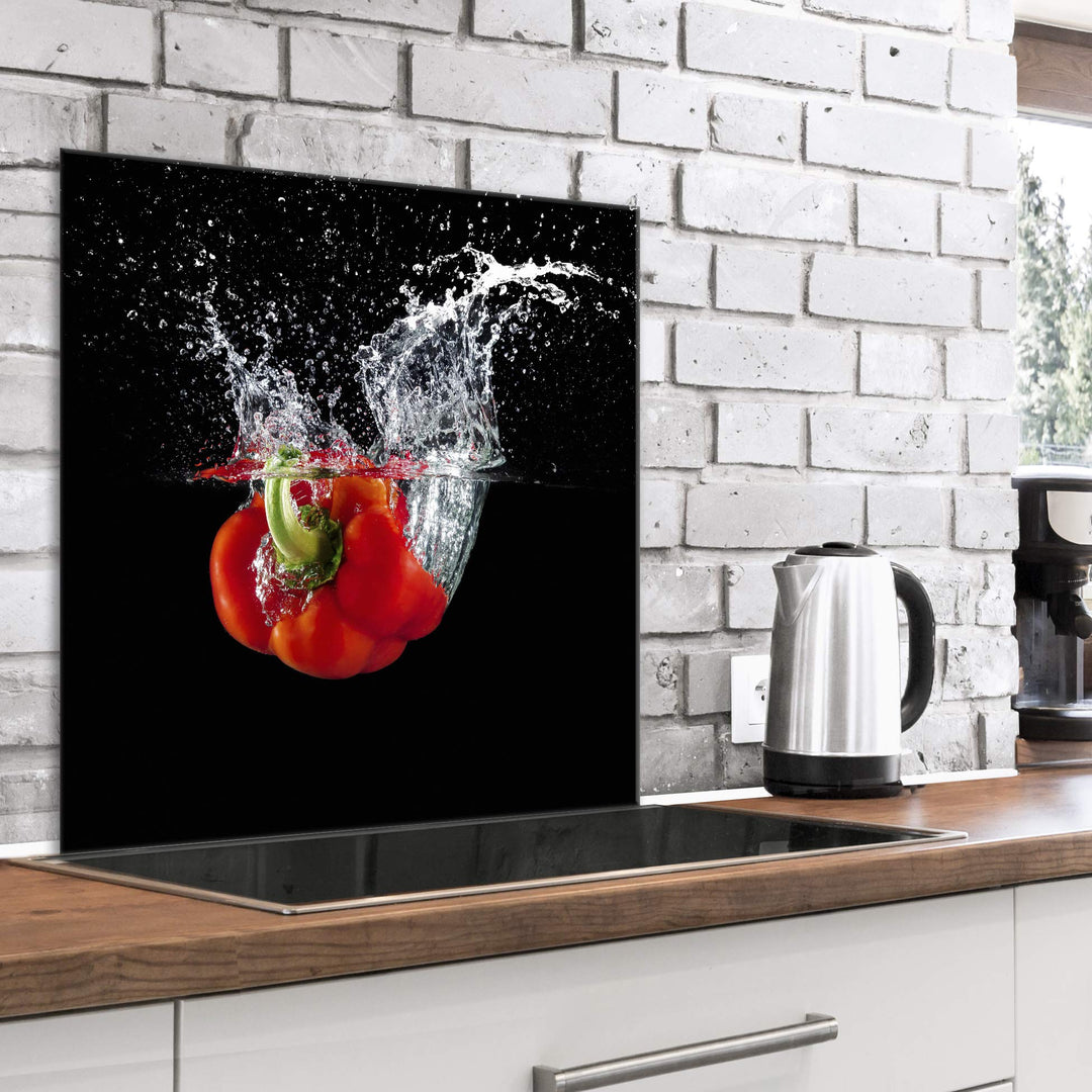 murando Spritzschutz Glas für Küche 80x80 cm Küchenrückwand Küchenspritzschutz Fliesenschutz Glasbil