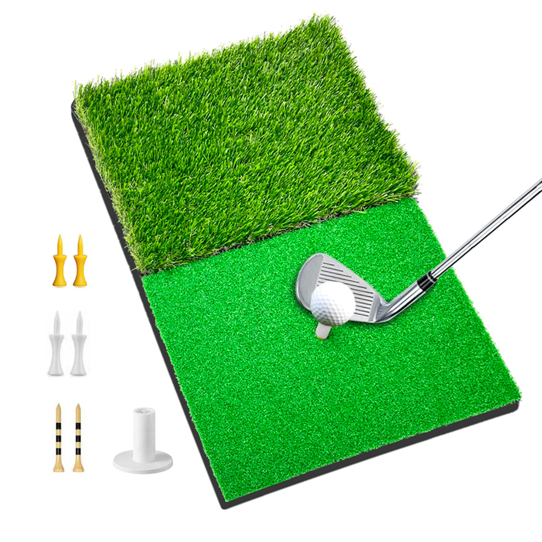 Faltbare Golfschlägermatte mit 2 Rasen, 60 x 40 cm, mit T-Stück für drinnen und draussen