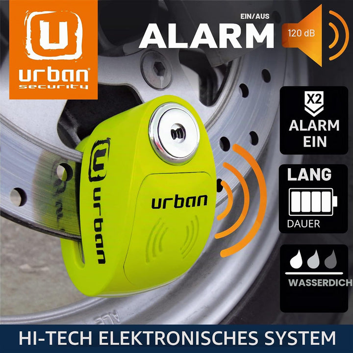 URBAN UR906X Bremsscheibenschloss Alarm 120dB ON/OFF Optionale Aktivierung, Austauschbares Modul, La