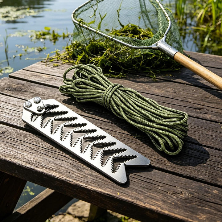 Aquatic Grass Cutter, Foldable Serrated Blade, Plant Catcher | 65.6ft Rope for Efficient Water Weed