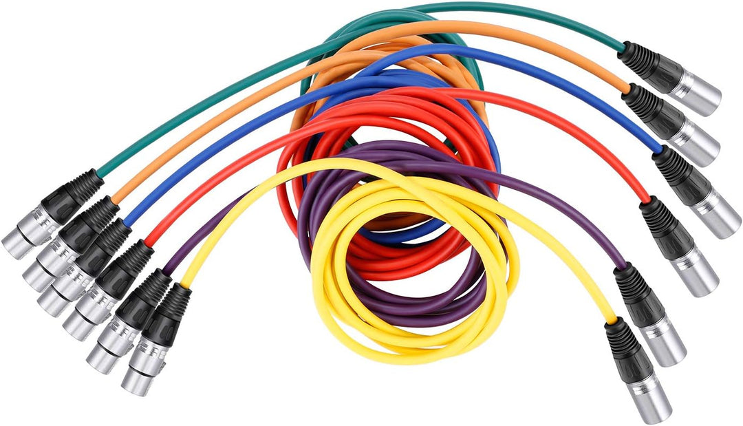 Neewer® 6er Pack 6.5FT / 2M XLR-Stecker auf XLR-Buchse Farbe Mikrofonkabel Gummi versiegelte Verbind
