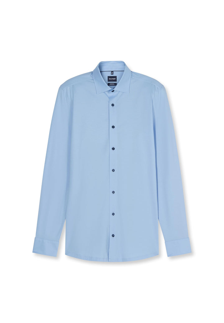 OLYMP Herren Oberhemd Langarm 120264,Single Jersey,Modern Fit Jerseyshirt 01,New Kent 37 Hellblau 10