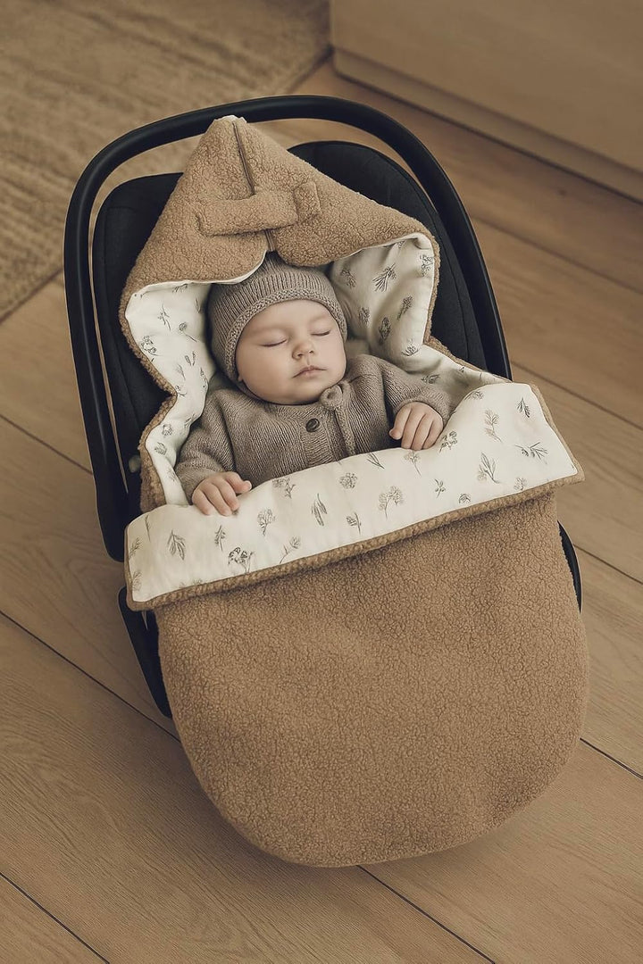 Fusssack für Babyschale Ganzjährig Frühling Herbst Babyfusssack warm Boucle, Übergang Einschlagdecke