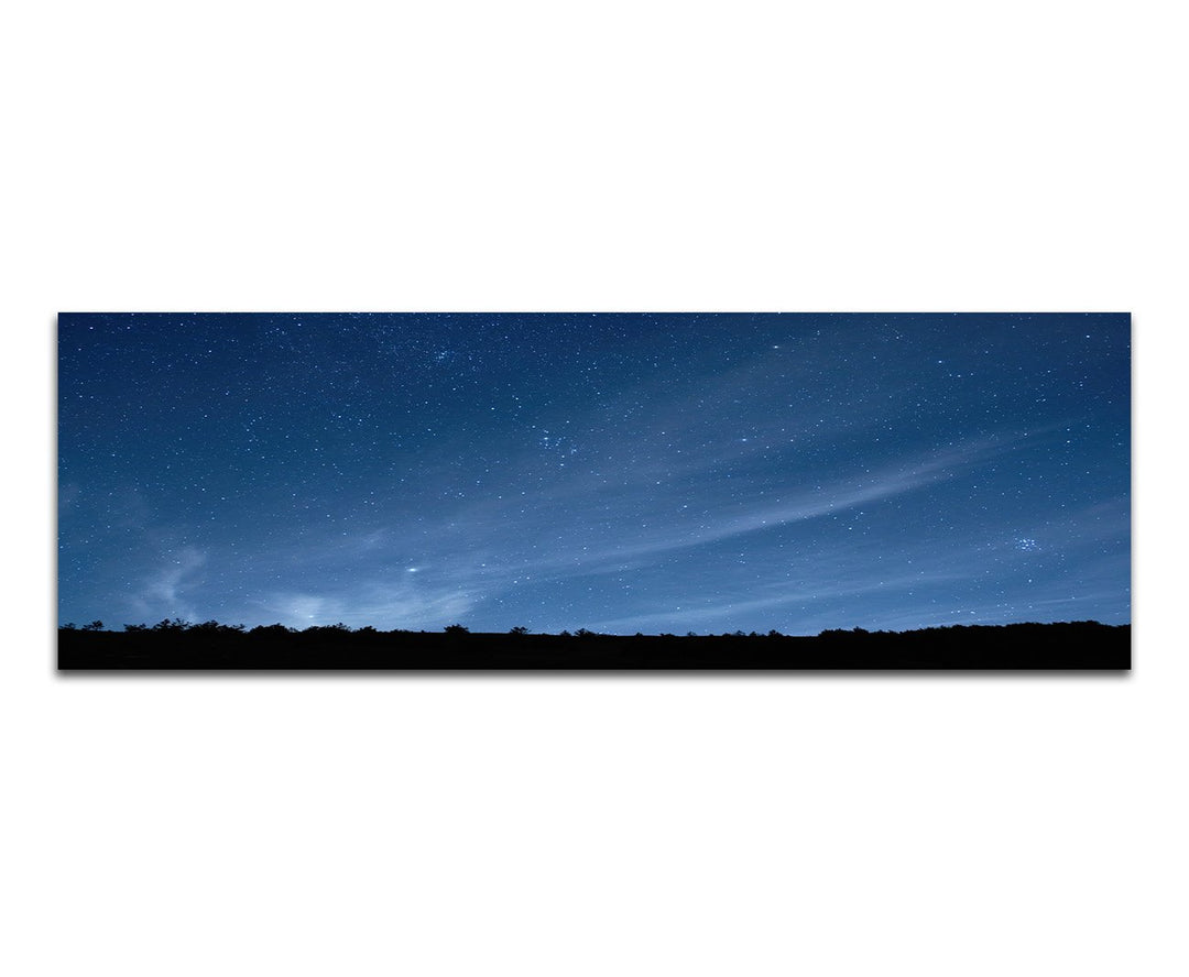 Paul Sinus Art Panoramabild auf Leinwand und Keilrahmen 120x40cm Himmel Nacht Sterne Wald