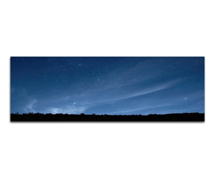 Paul Sinus Art Panoramabild auf Leinwand und Keilrahmen 120x40cm Himmel Nacht Sterne Wald