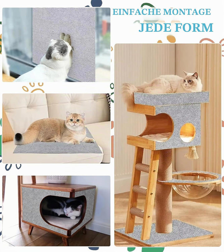 KVIDA Kratzmatte für Katzen, zuschneidbar, selbstklebend, für Couch-Möbel oder Wandschutz, Abdeckung