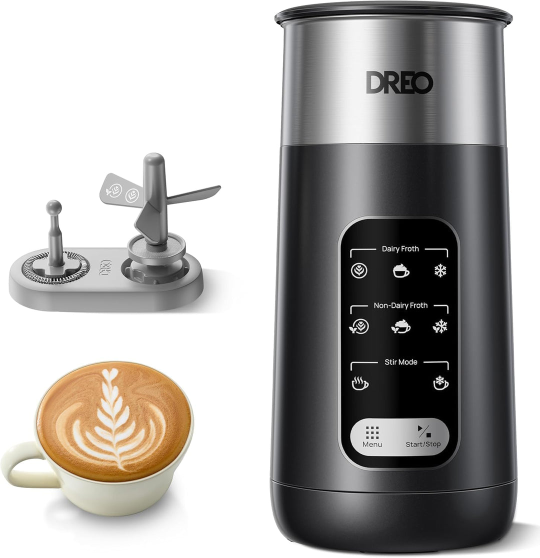 DREO Milchaufschäumer, 6-in-1 Elektrischer Milchschäumer für Latte Art Mikroschaum und Kaffee, 270ml