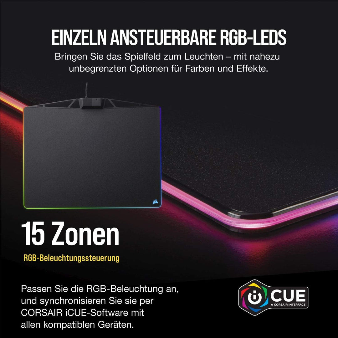 Corsair MM800 Polaris RGB Gaming Mauspad (Medium, RGB 15 Zonen Beleuchtung, Harte Oberfläche, 400mm