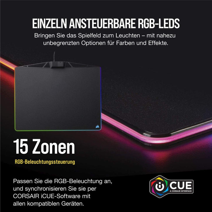 Corsair MM800 Polaris RGB Gaming Mauspad (Medium, RGB 15 Zonen Beleuchtung, Harte Oberfläche, 400mm