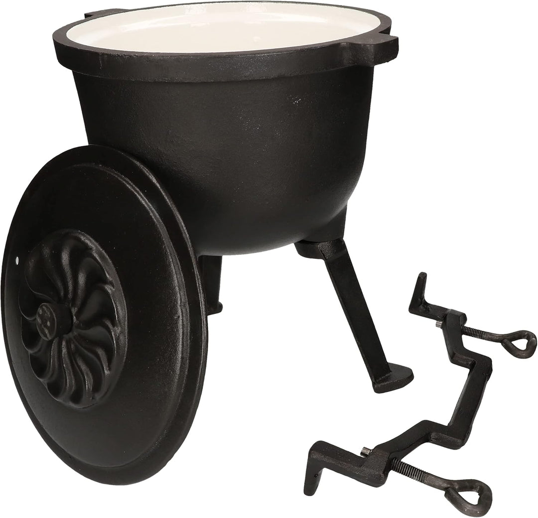 KOTARBAU® Gusseisenkessel 4 L emailliert Massiver Kessel für Feuerstellen mit Dichtem Deckel 4L, 4L