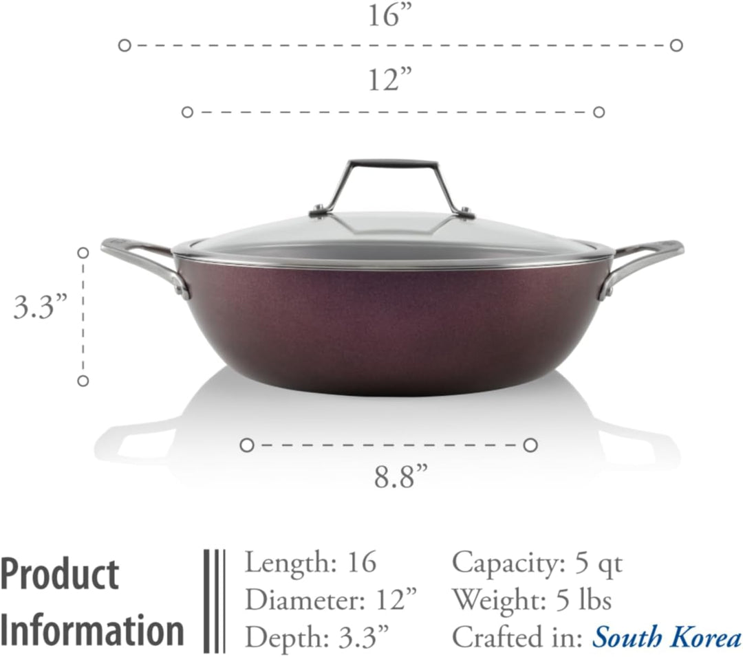 TECHEF - Art Pan Collection, 30,5 cm Antihaft-Allzweck-Kochpfanne mit Deckel, hergestellt in Korea (