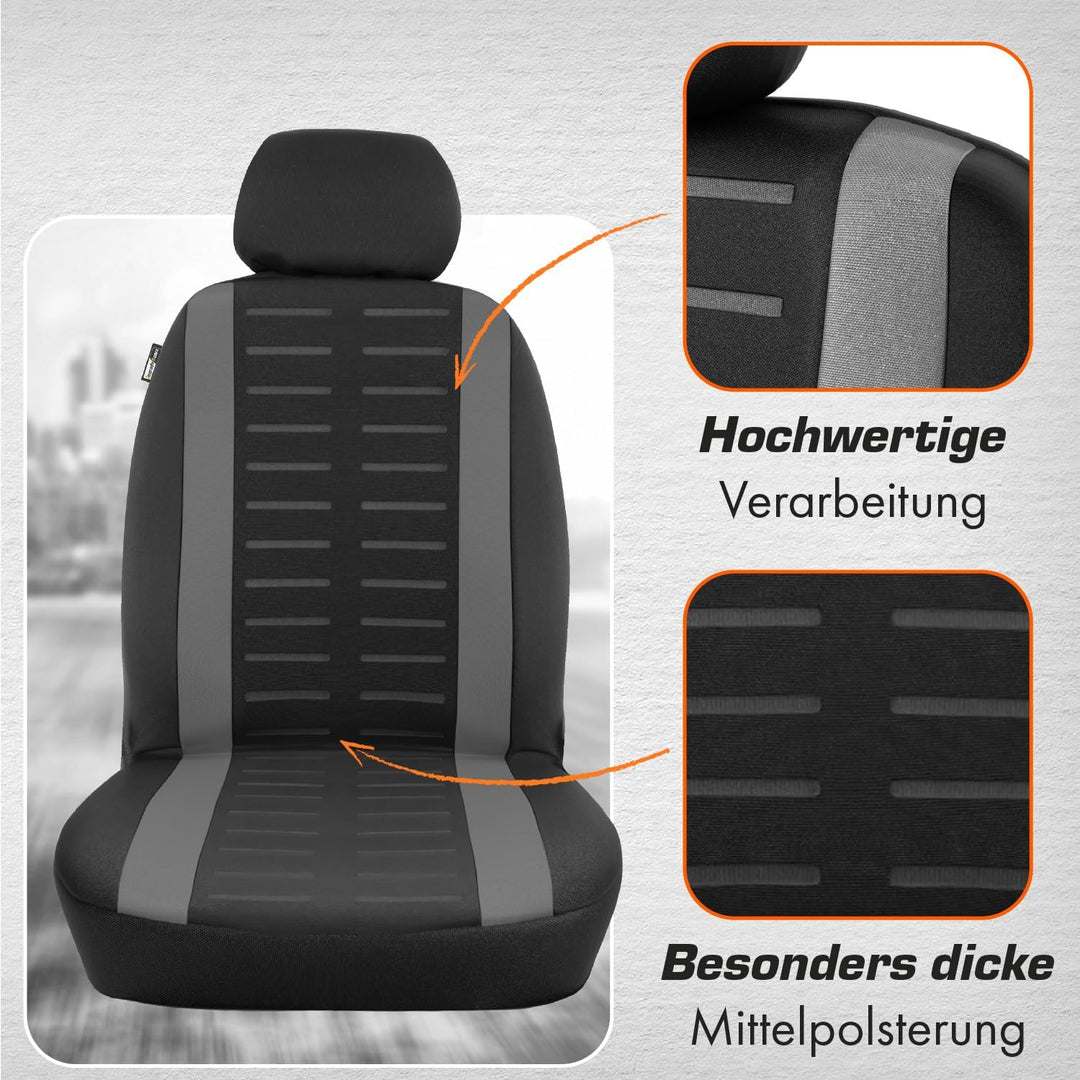 Upgrade4cars Autositzbezüge Set für die Vordersitze | Auto-Schonbezüge Universal in Grau Vordersitze