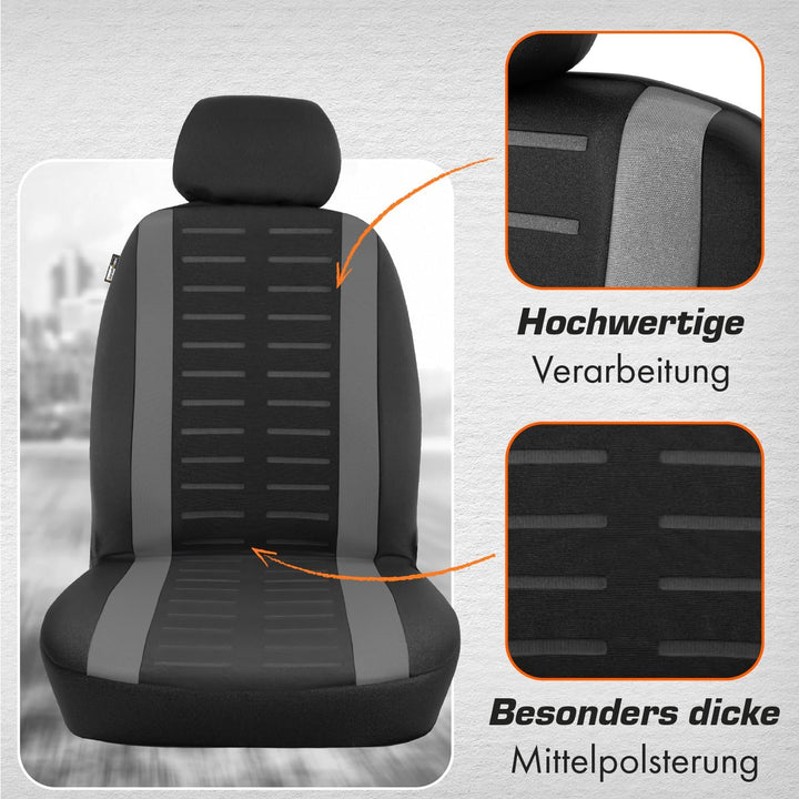 Upgrade4cars Autositzbezüge Set für die Vordersitze | Auto-Schonbezüge Universal in Grau Vordersitze