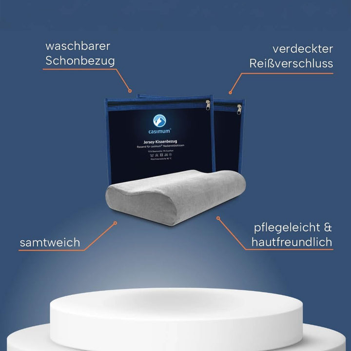 casimum® Kissenbezug aus Baumwolle für Nackenstützkissen mit Reissverschluss. Kopfkissen Schonbezug