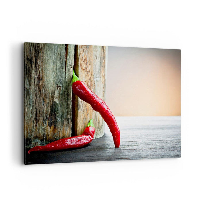 Bilder auf Leinwand 100x70cm Leinwandbild mit Rahmen Chili Gewürz Gemüse Gross Wanddeko Bild Schlafz