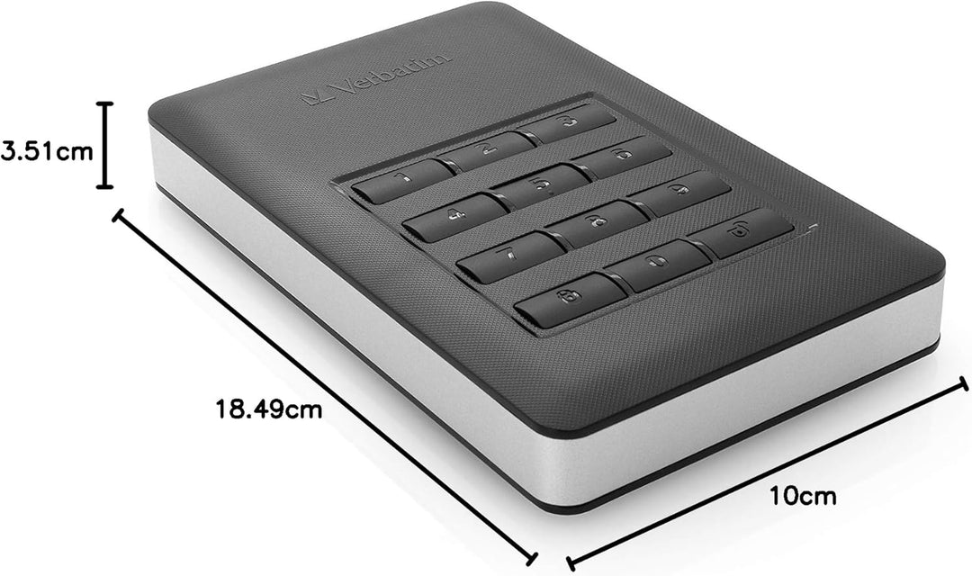 Verbatim Store ‘n’ Go Secure Portable I 2 TB I Schwarz I Externe Festplatte mit Code-Zugang I USB 3.