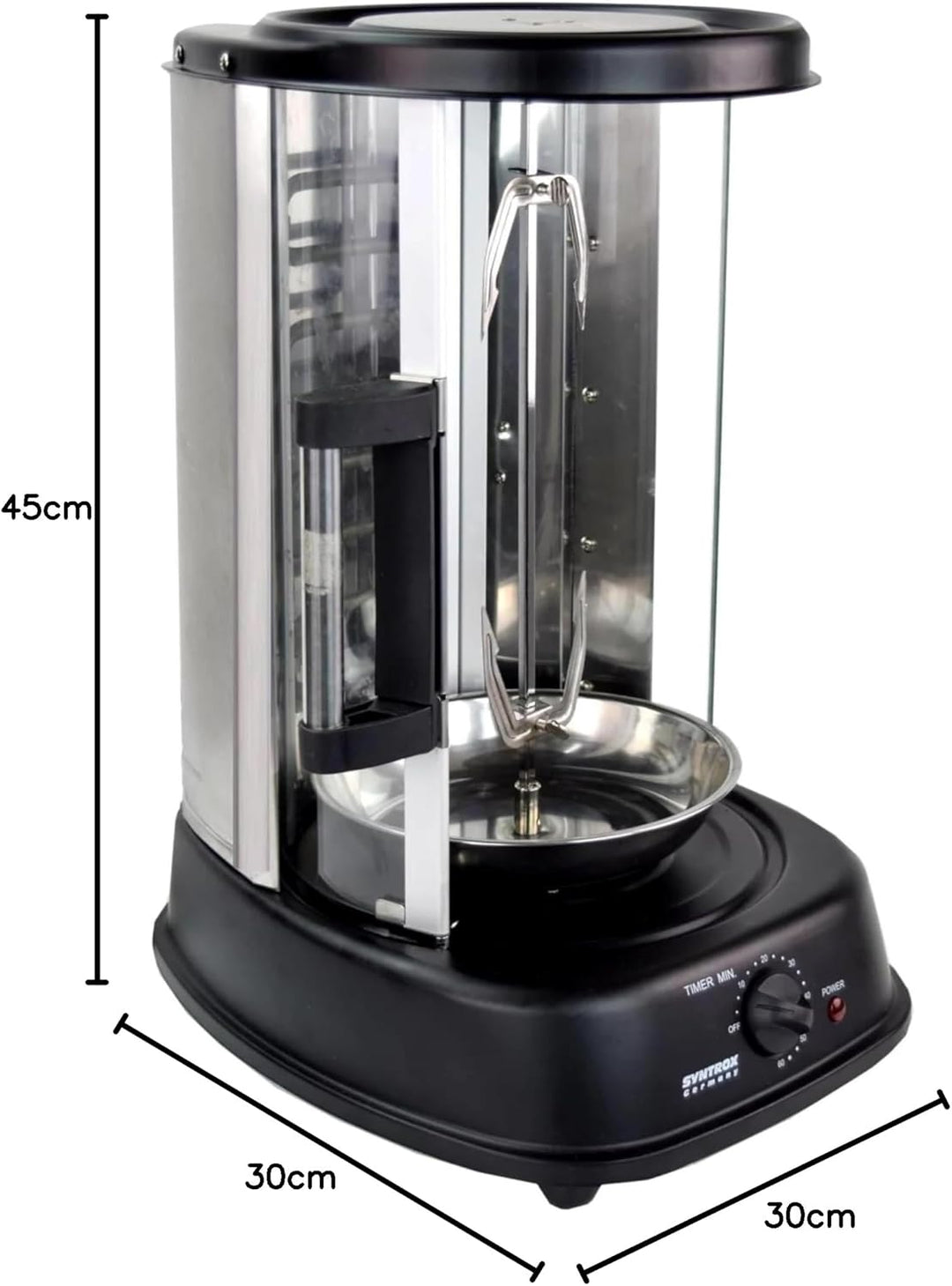 Syntrox Germany Dönergrill Drimexa mit Glastür Gyrosgrill, Hähnchengrill, Drehspiess, Tischgrill Ele